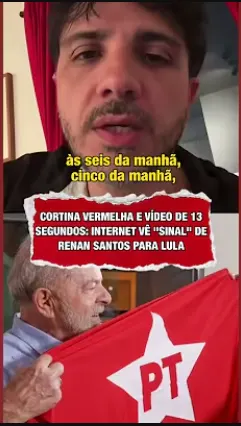 Renan Santos em Vídeo de cortinas vermelhas